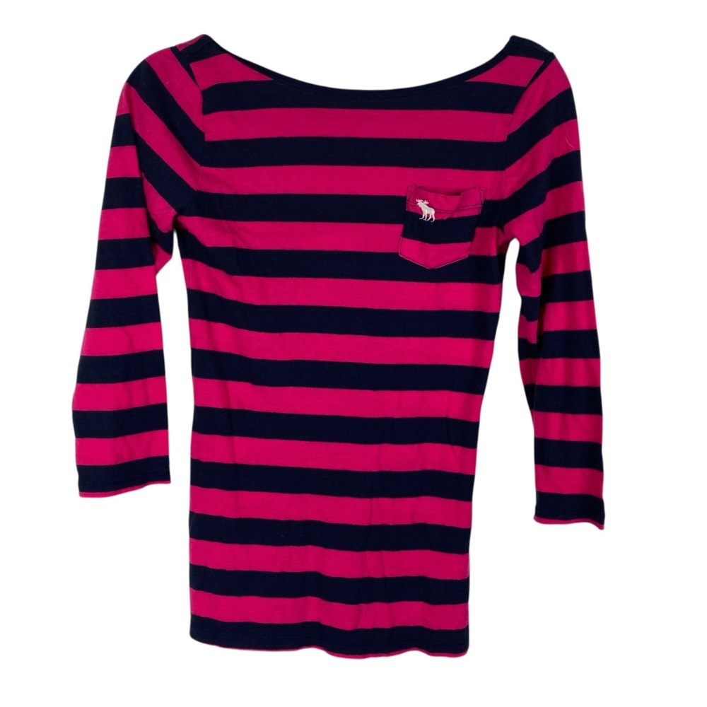 Abercrombie Fitch Women's 90's Y2K Preppy Low Back Striped Top Pink Blue Sz XS